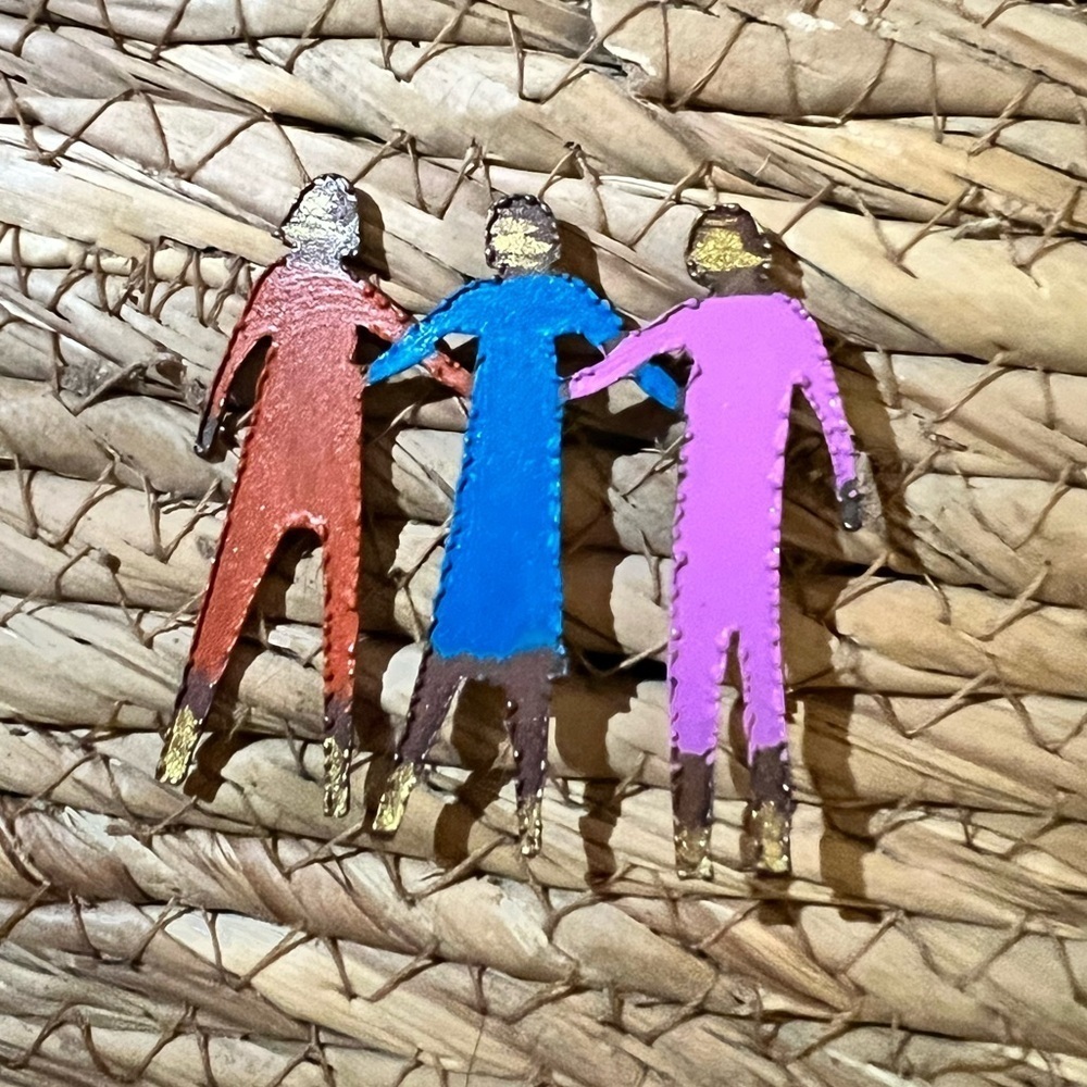 Colorful Trio Figurine Brooch